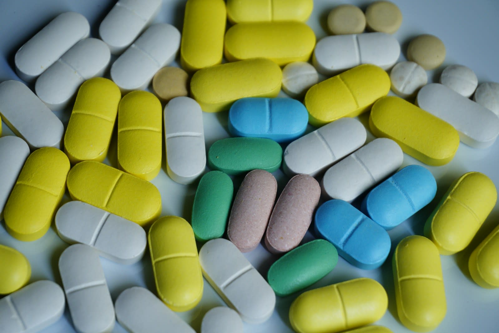 Assorted capsules and tablets in many colours